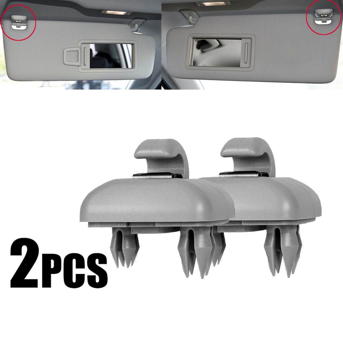 2 Gray Sunshade Clips for Audi A3 A4 A5 Q5 A7 B6 B7 B8 S5 S4 TT 8E0857562A