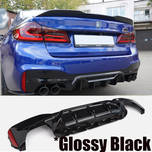 M5 Style Rear Diffuser For 17-23 for BMW G30 5 Series W/ M Sport Glossy Black Bumper
