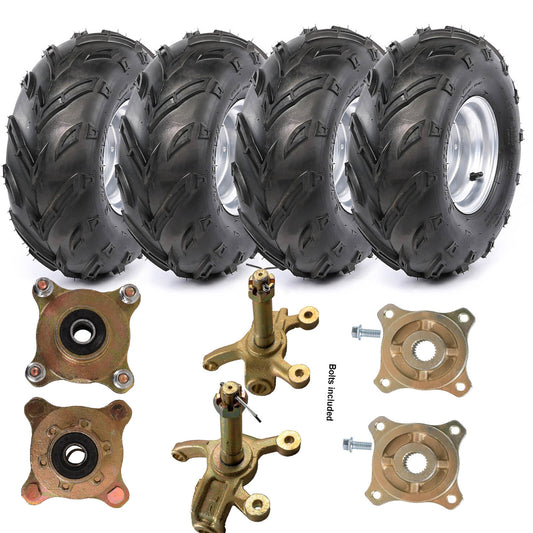 (4) 16x8-7 wheel rims with 4 screws for all-terrain vehicles, including 7-inch off-road go-kart wheels.