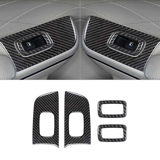 4Pcs Red Carbon Fiber Rear Window Cover Trim Fit for Chrysler 300 2015-2022