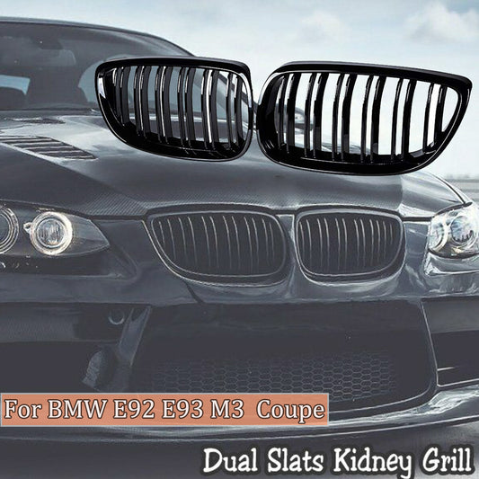 The front kidney grille is suitable for BMW E92, E93, M3 328i, 335i Coupe, 2007-10, gloss black.