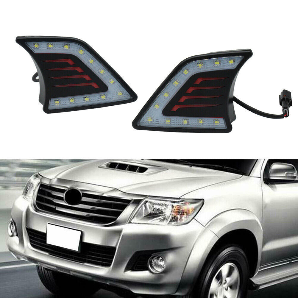 2x LED Daytime Running Lights DRL Lamp Indicator Fit for Toyota Hilux Vigo 2011-2014