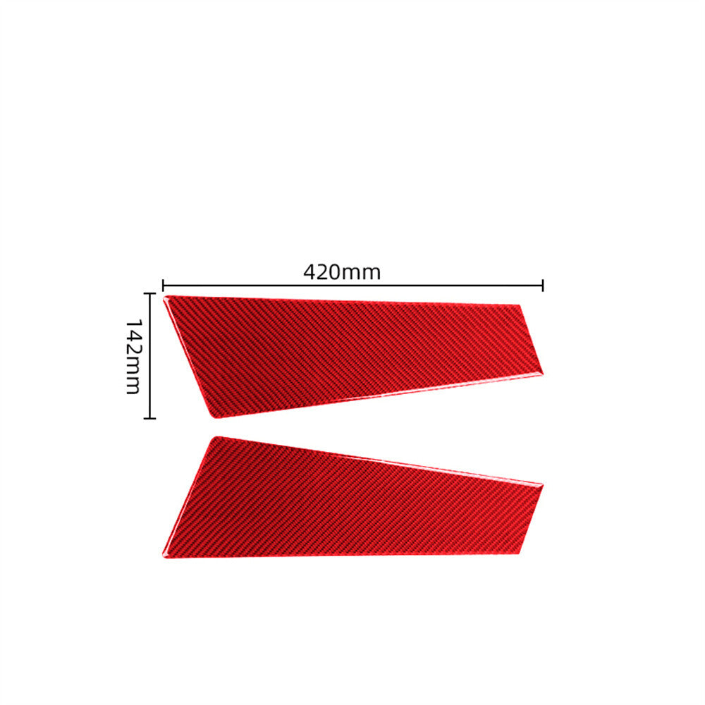 2Pcs Red Carbon Fiber Window B Pillar Post Panel Trim for Porsche Taycan 2019-22