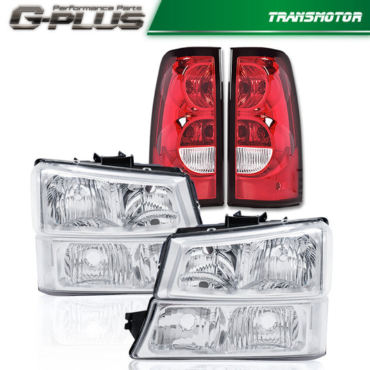 Suitable for 2003-2006 Silverado models. Chrome clear corner headlights + taillights.