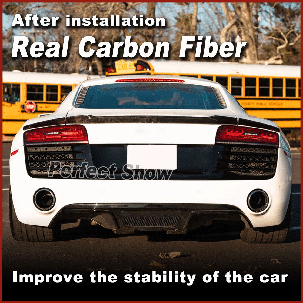 for Audi R8 V8 V10 2007-2015 Real Carbon Fiber Rear Boot Trunk Spoiler Wing Lip