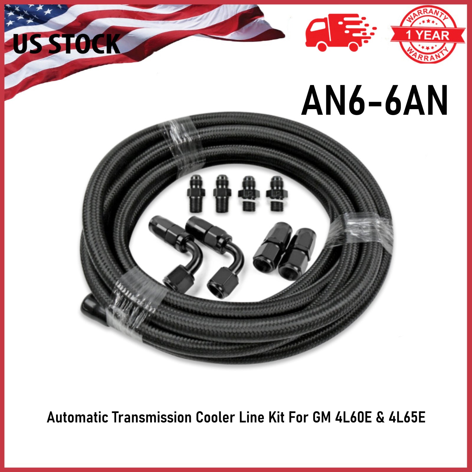 Automatic transmission cooler line +6AN APush lock accessory for GM 4L60 E4L65E