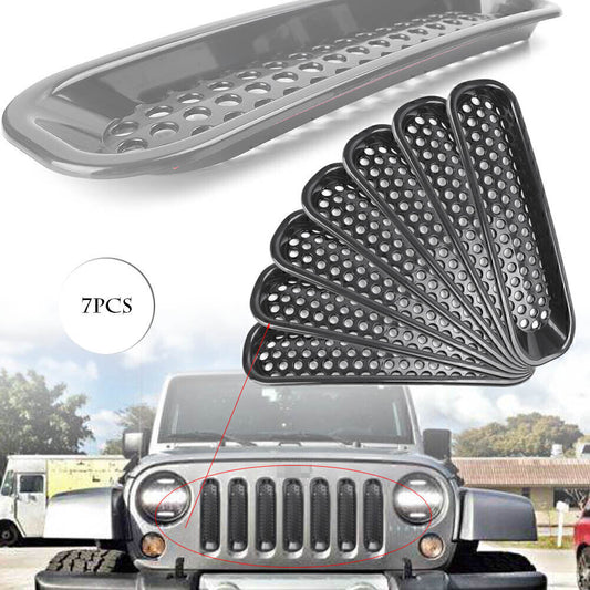 7pcs Front Insert Mesh Grille Cover Trim For 2007-2018 for Jeep for Wrangler JK US STOCK