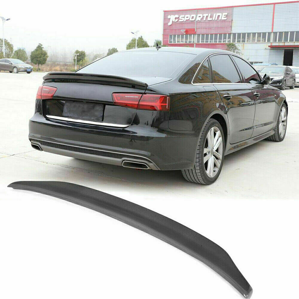 for Audi A6 C7 S6 Sedan 2012-2018 Dry Carbon Fiber Rear Trunk Spoiler Boot Wing