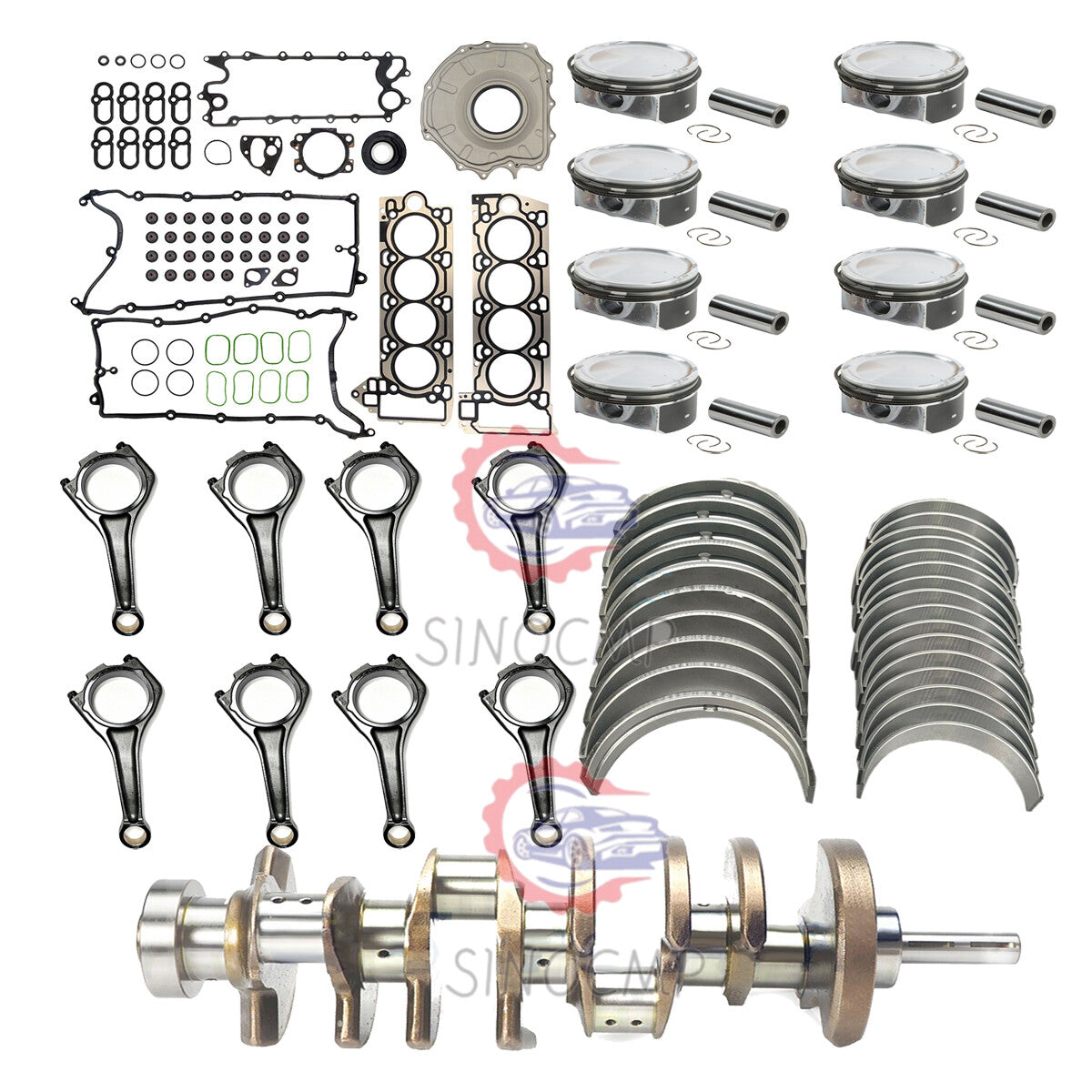 AJ133 5.0L Engine Overhaul Rebuild Kit Connecting Rod Set Crankshaft for Jaguar