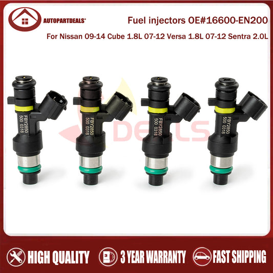 4X Fuel injectors for Nissan 09-14 Cube 1.8L 07-12 Versa 1.8L 07-12 Sentra 2.0L