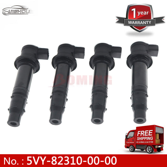 4-pack of new 5VY-82310-00-00 ignition coils suitable for Yamaha FZ1, V-MAX 1700, YZF-R1, YZF-R6