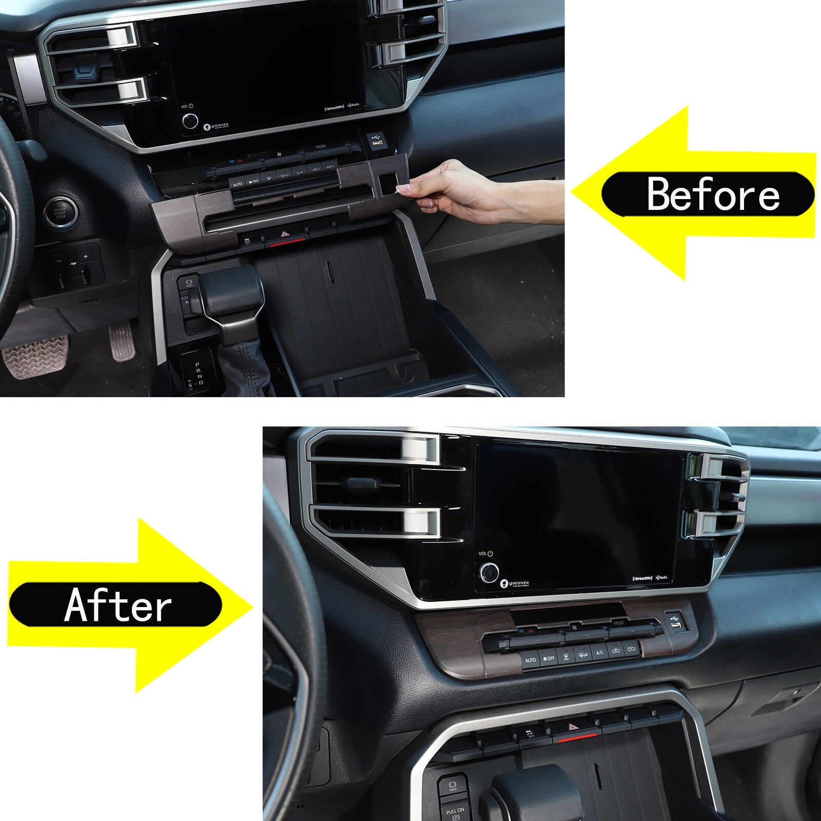 Matte black interior door handle cup holder cover trim for 2022-2023 for Toyota Tundra