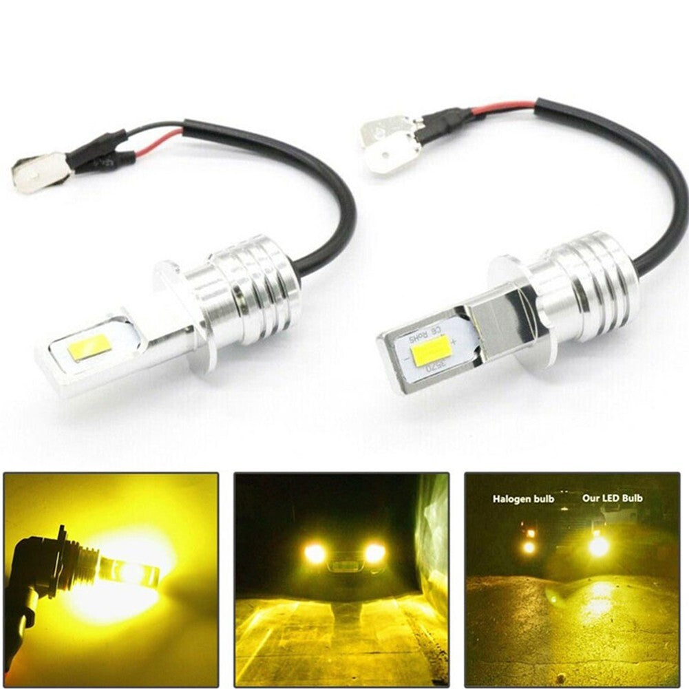 2Pcs H3 LED Fog Light-Bulb Conversion Kit Super Bright Yellow DRL Lamp 3000K 80W