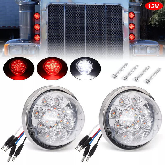 2Pcs For Semi Truck 17 LED Red Turn Signal Side Marker to White Watermelon Light