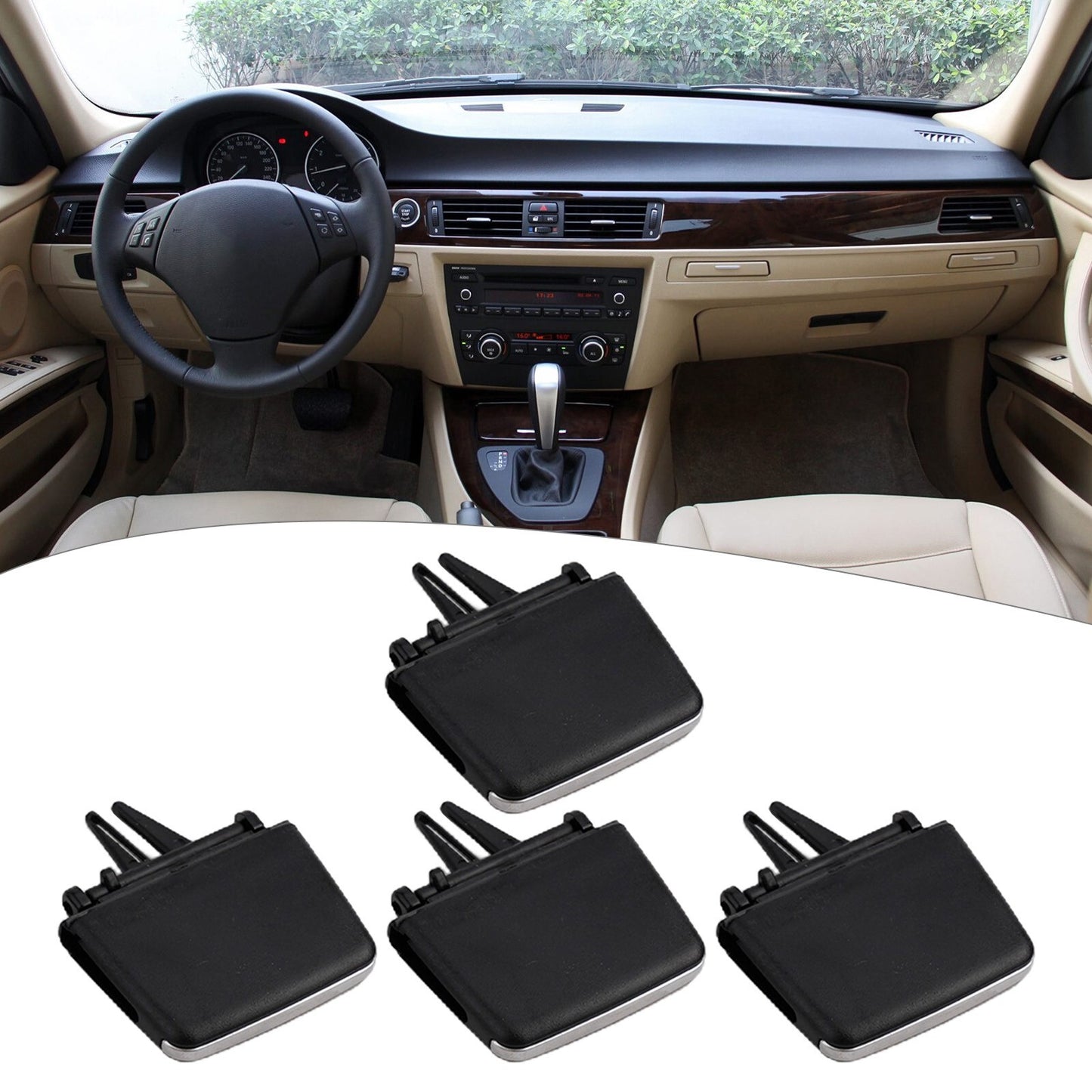 Air Vent Outlet Tab Plastic Black Front A/C Car Accessories