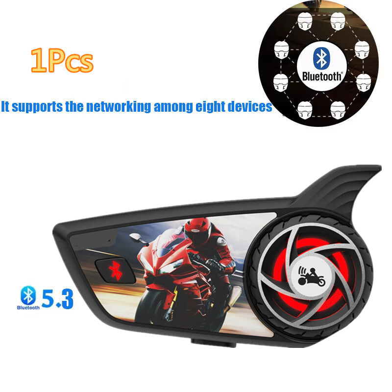 Motorcycle Interphone Helmet Intercom Headset Bluetooth 5.1 Waterproof Talking