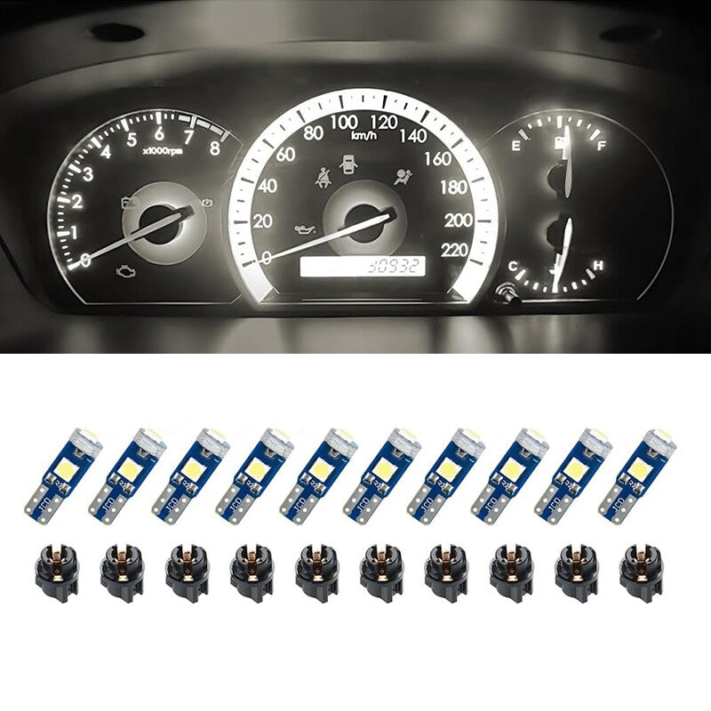 10Pcs T5 3030-3SMD Car Dashboard LED Lights Warm White Light High Light Bulb