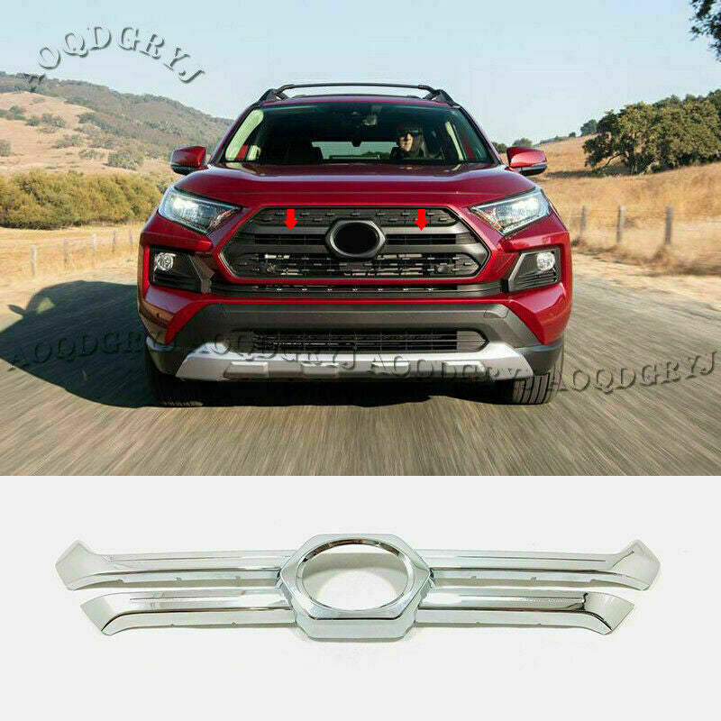 Chrome Front Grill Grille Bumper Cover Trim for TOYOTA RAV4 2019-2024 Adventure