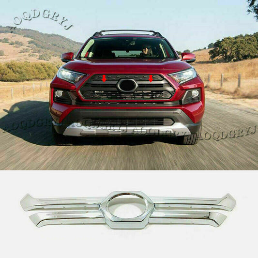 Chrome Front Grill Grille Bumper Cover Trim for TOYOTA RAV4 2019-2024 Adventure