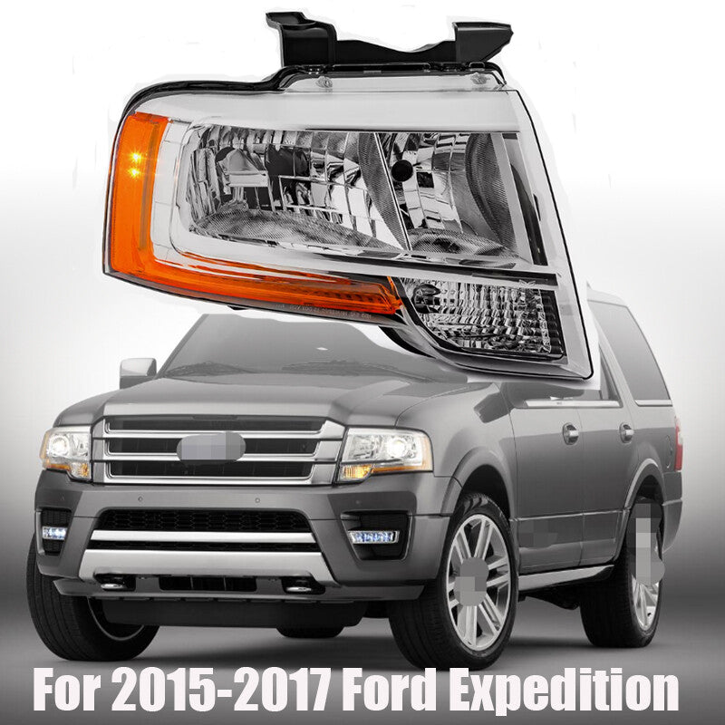 Passenger Right Chrome Headlight For 2015-2017 for Ford Expedition 15-17 Headlight