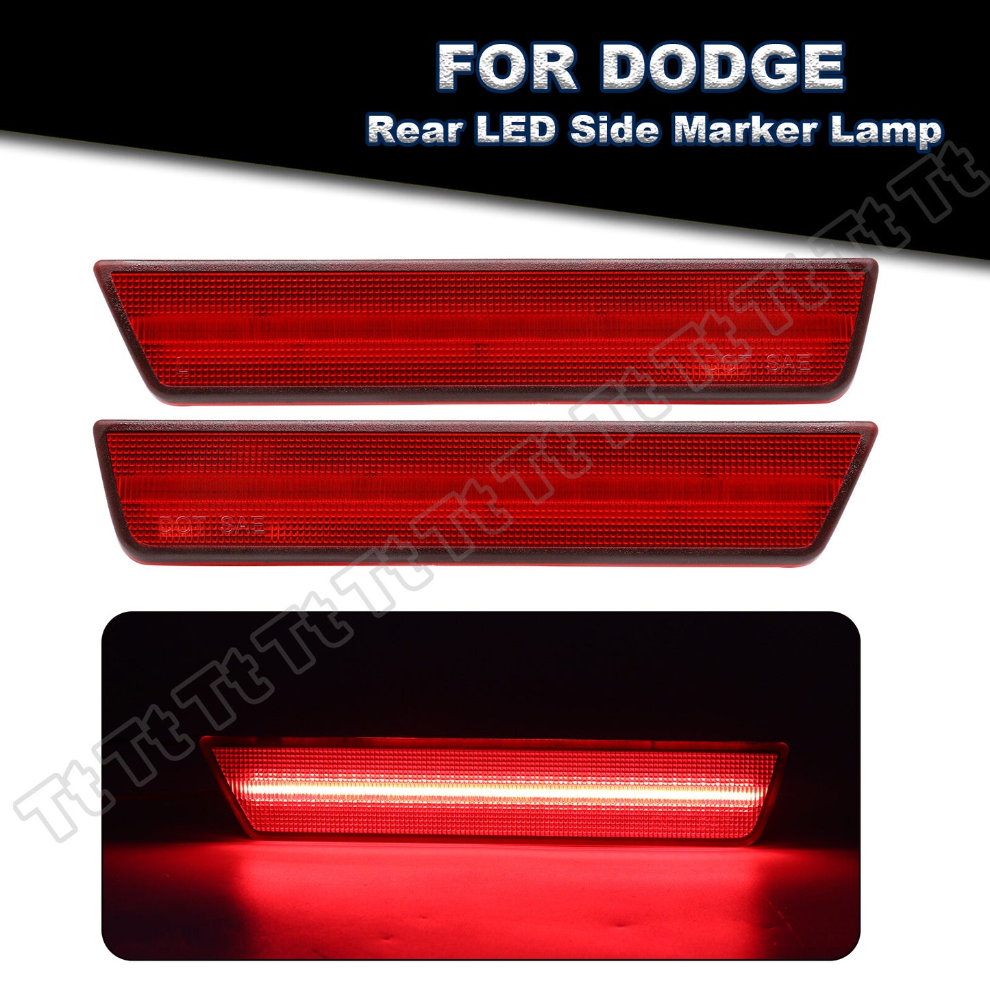 Compatible with 08-14 for Dodge for Challenger 11-14 Charger Red LED Rear Marker Light 2x