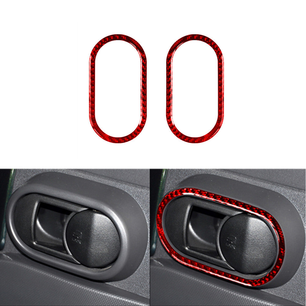 2X Red Carbon Fiber Front Door Handel Outer Frame Trim for Jeep for Wrangler 2007-10