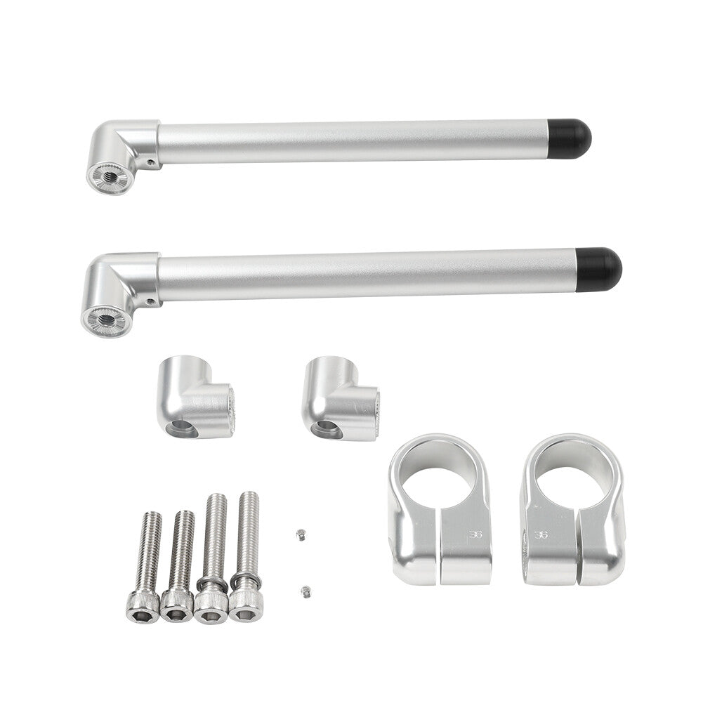 Silver Cafe Racer Bars 7/8 Universal Clip-On Handlebar Fork Tube 36MM