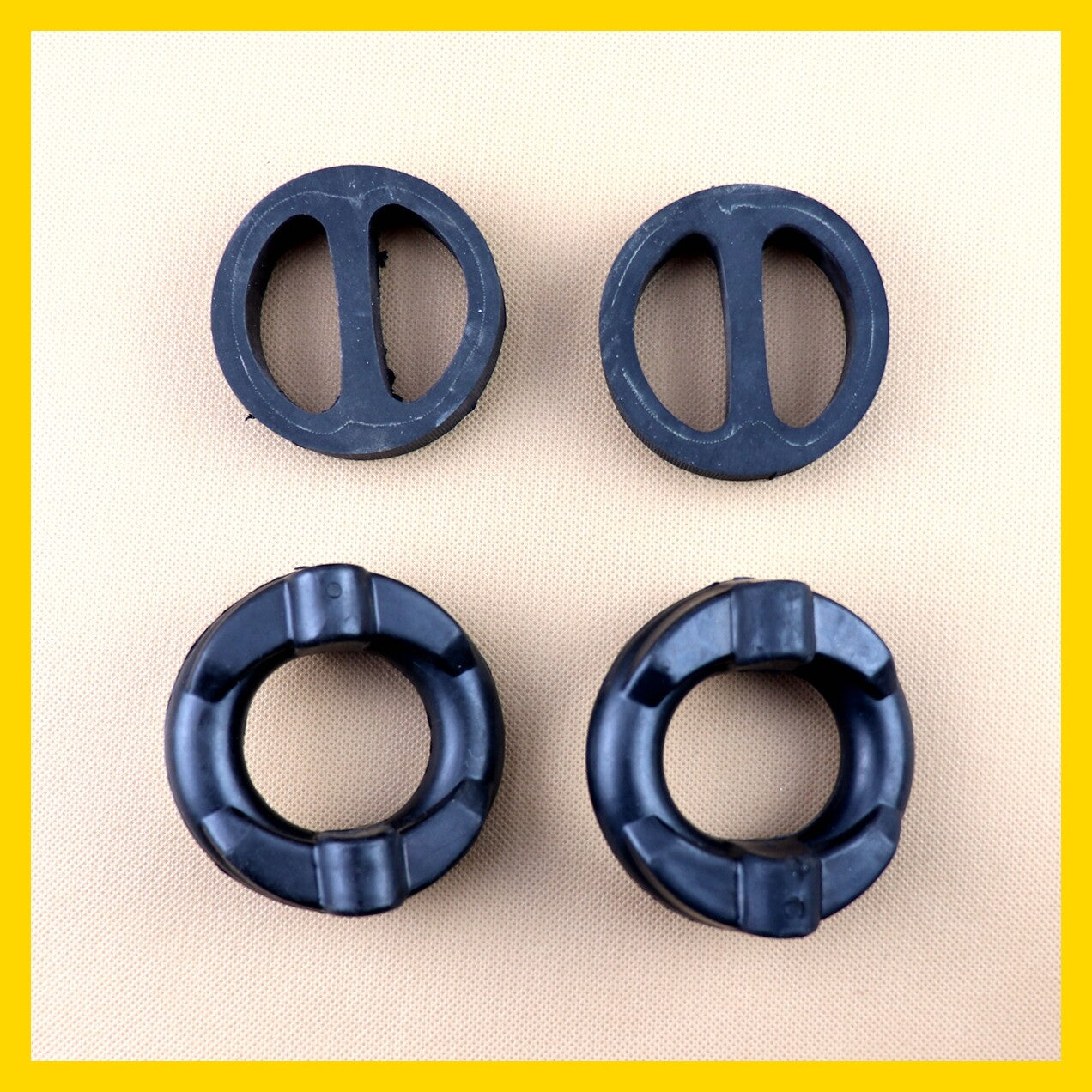 4-piece front and rear exhaust muffler system hanger kit for BMW E32, E34, 530i, 740i, and M5.