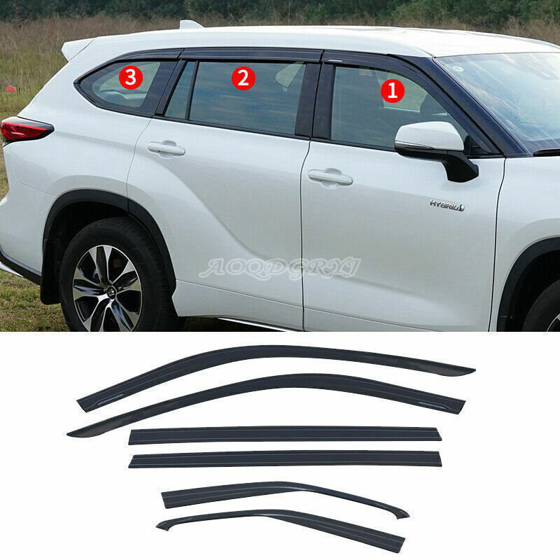 6P for Toyota Highlander 2020-2024 Smoke Window Visor Vent Shades Sun Rain Guard