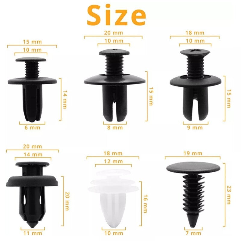 100 Clips Car Truck Push Retainer Pin Rivet Trim Clip Panel Moulding Assortments