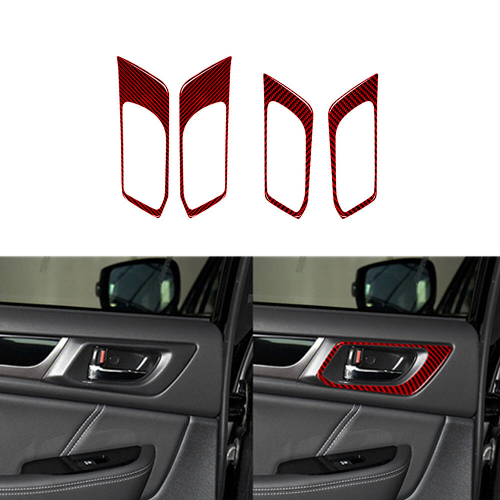 Red Carbon Fiber Door Handle Cover Trim for Subaru Outback Legacy 2015-17 Type B