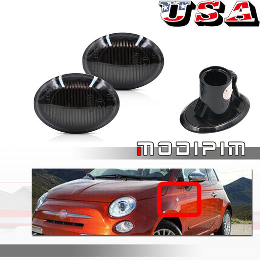 Smoked lens front marker light housing suitable for 07-19 for Fiat 500e 500c for Abarth