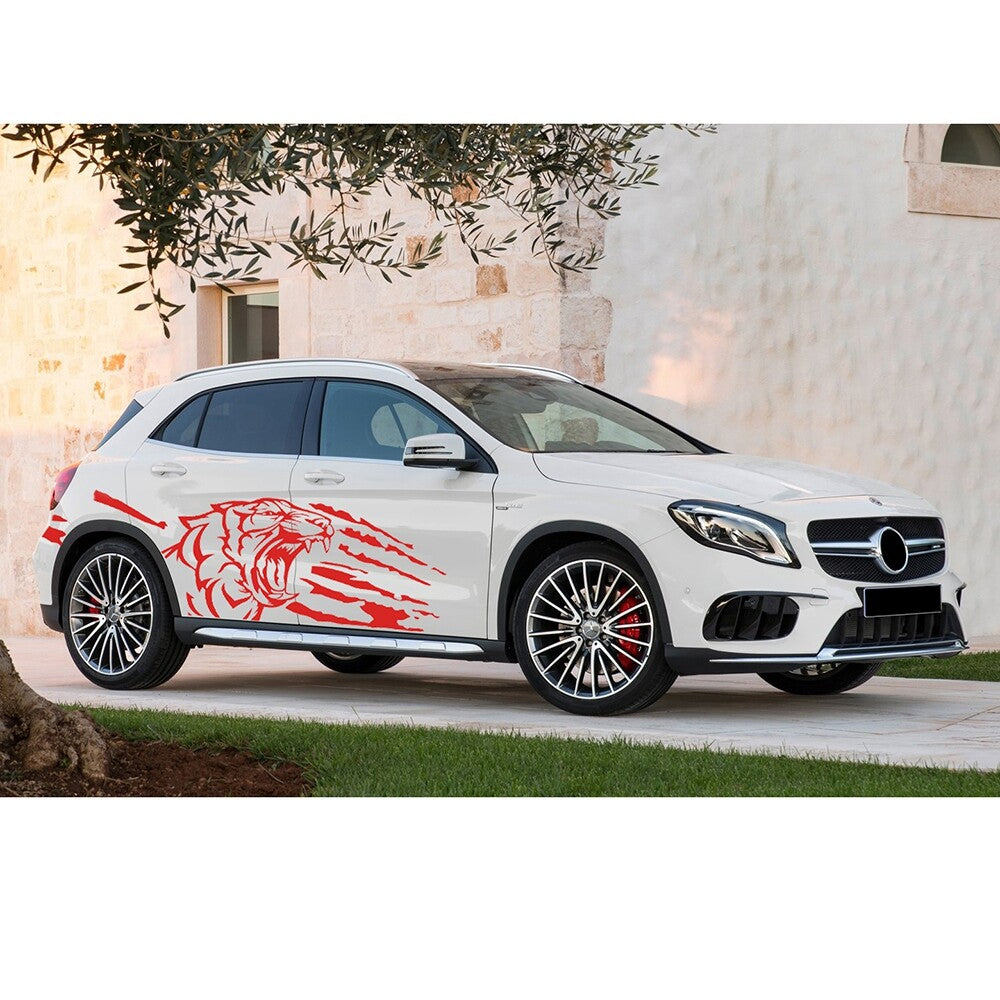 2x Car Decals Red Tiger Graphics Stickers Car Body Stickers Vinyl Car Tattoo