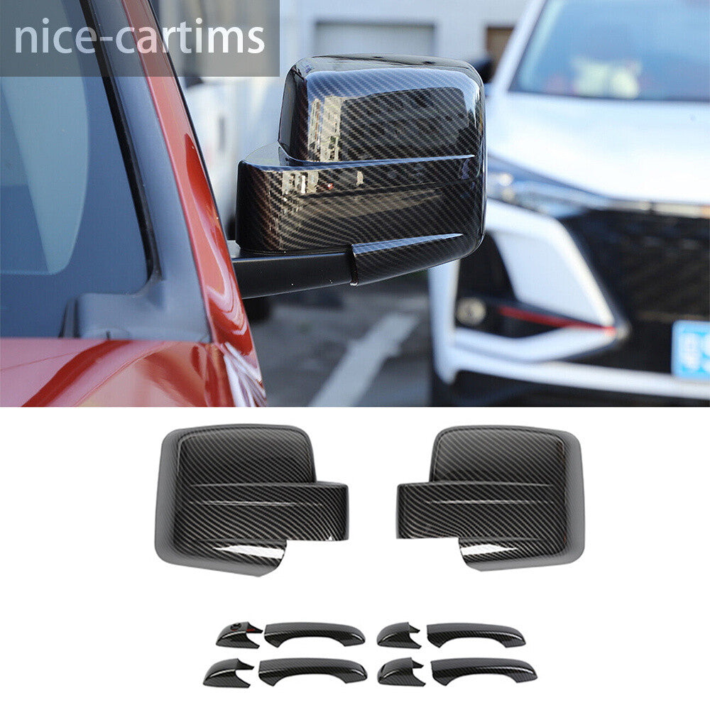 Carbon Fiber ABS Side Rearview Mirror Door Handle Trim for Jeep Patriot 2011-16