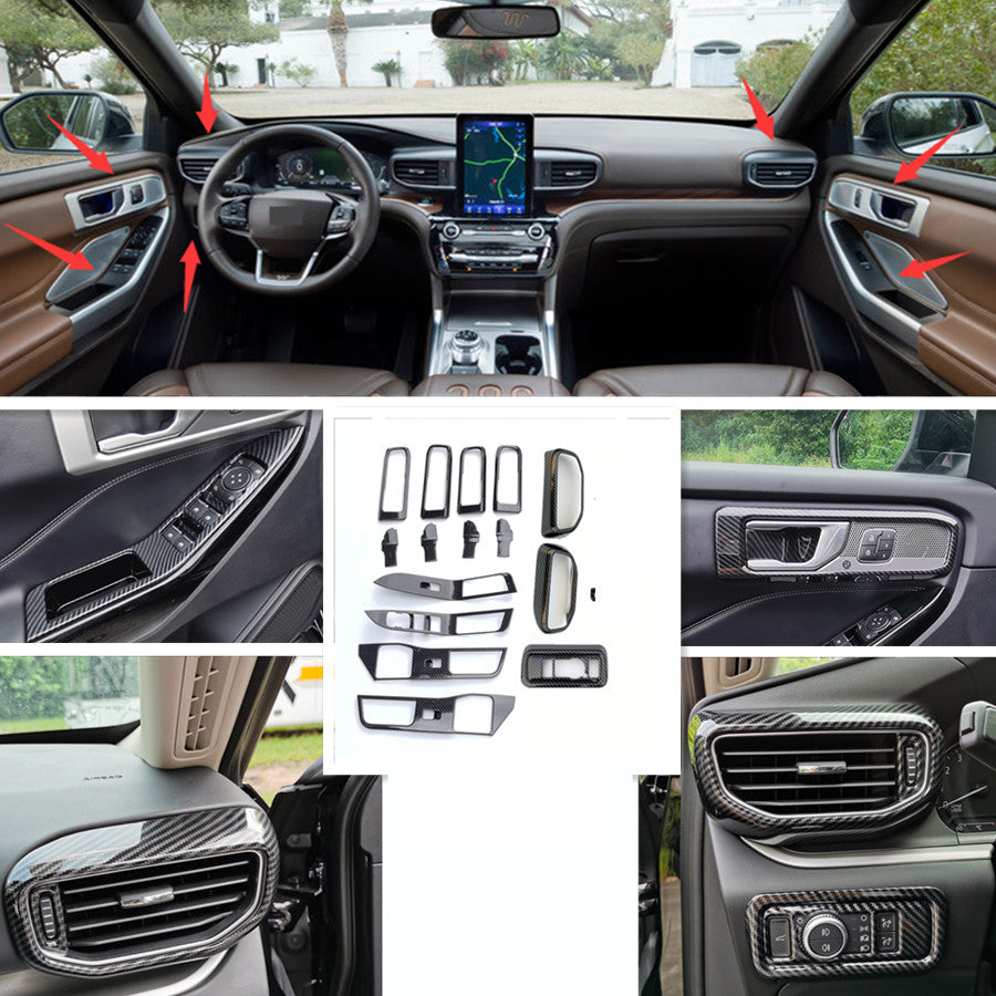for Ford Explorer 2020-2022 Carbon Fiber Interior Car Accessories Kit Trim 15pcs