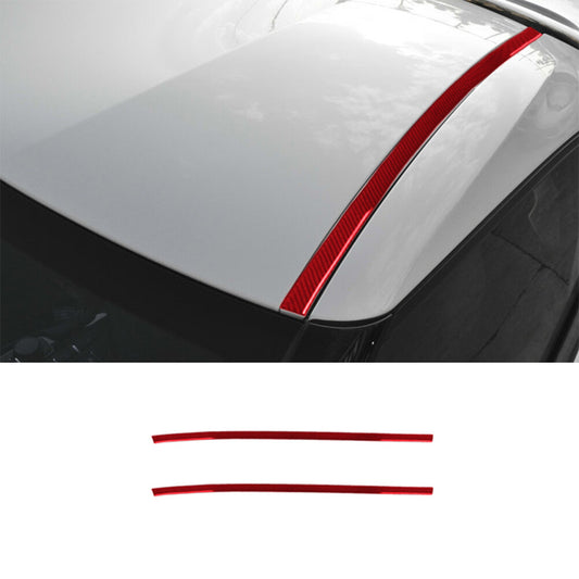 2x Red Carbon Fiber Side Car Roof Trim Strips for Toyota Supra GR A90 2020-2022