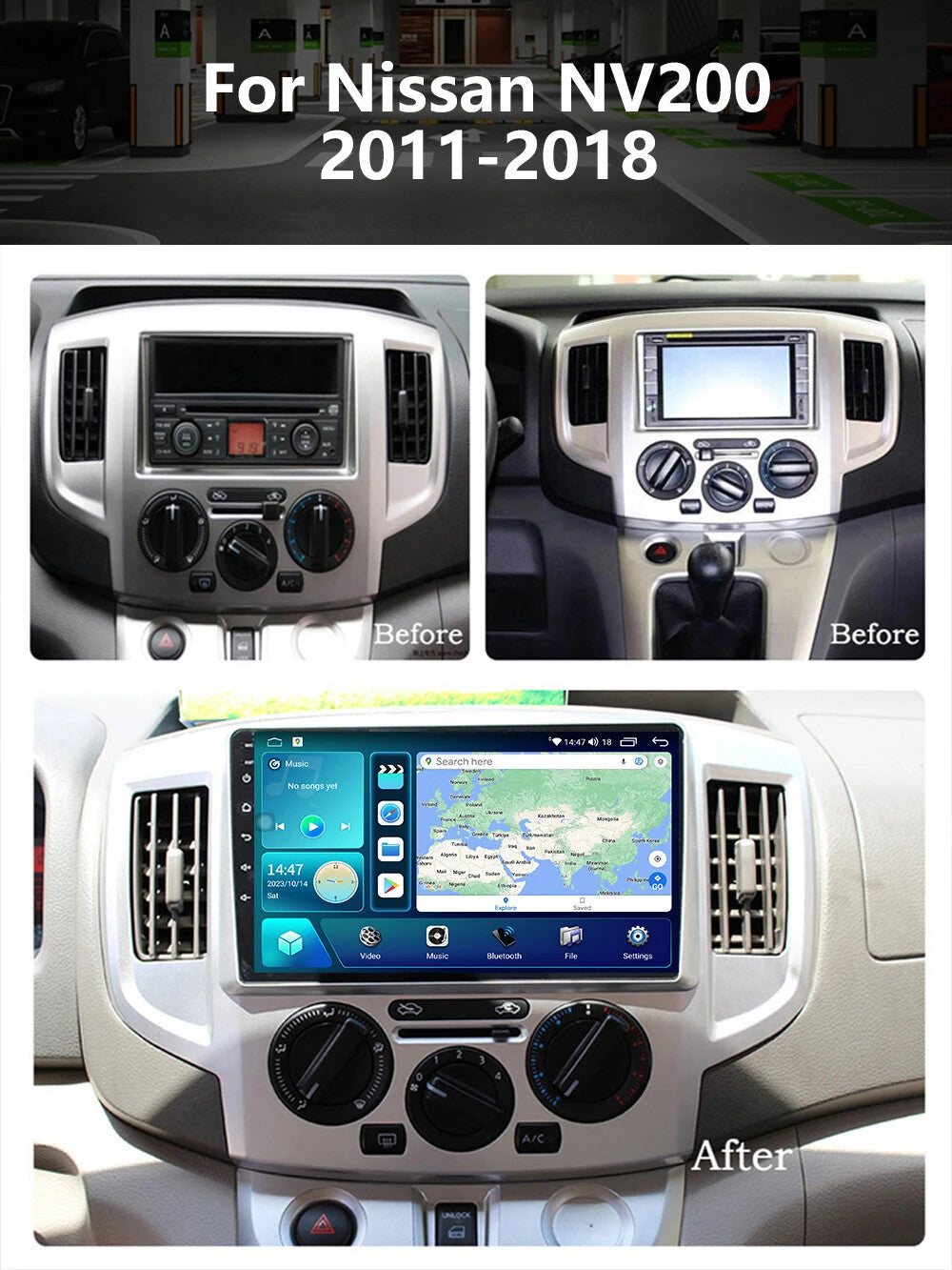 for Nissan NV200 2011-2018 Car Stereo Radio CarPlay GPS Multimedia Player Screen