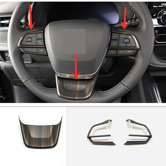for Toyota Highlander 2020-2023 Wood Grain ABS Steering Wheel Switch Cover Trim