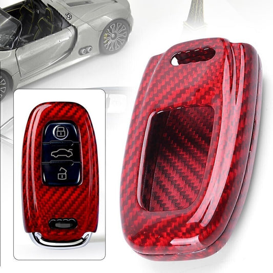 Carbon Fiber Shell Remote Keyless for Smart Key Cover Fit for Audi A3 A4 A5 A6 A7 for A8 Red