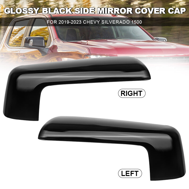 Gloss Black Replacement Mirror Cap Cover Set For 2019-2022 for Chevy Silverado 1500