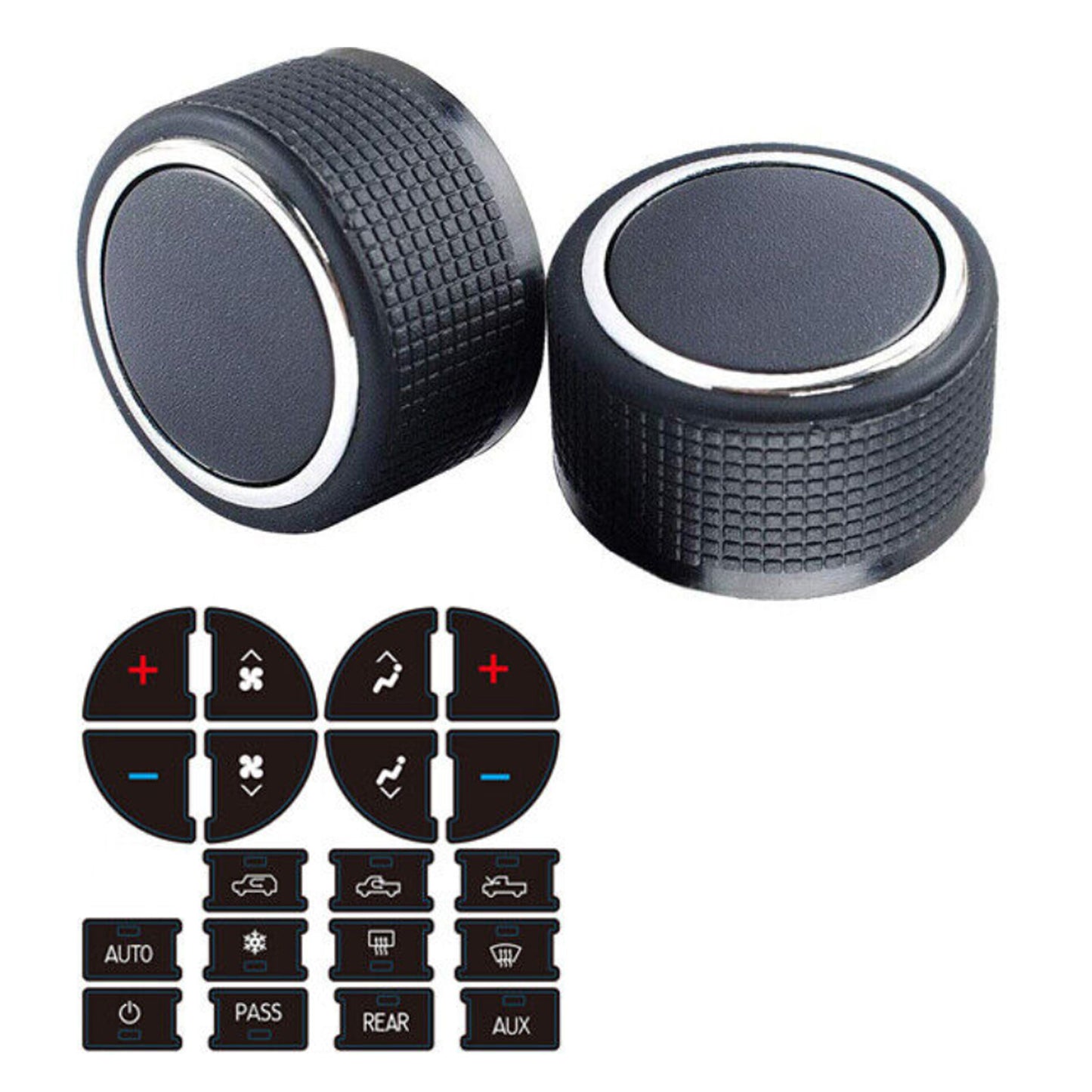 2x Control Knobs Audio Radio+Sticker for Escalade Enclave Tahoe for Chevrolet for GMC W