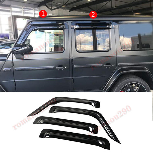 4x for Benz G-Class 2019-2024 Black Window Visors Sun Rain Guard Vent Deflectors