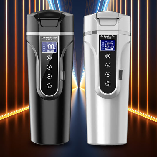 12V-24V Portable Car Heating Cup 304 Stainless Steel Cup LCD Display Temperatune