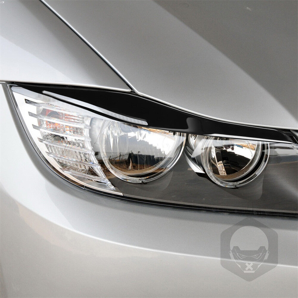 Gloss Black Front Headlight Eyelids Eyebrow Cover for BMW 3 Series E90 2009-2012