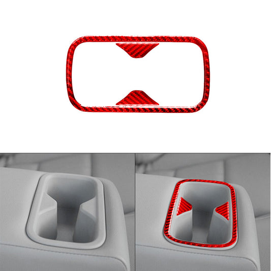 Red Carbon Fiber Rear Cup Holder Frame Cover Trim for Nissan Altima 2019-2022