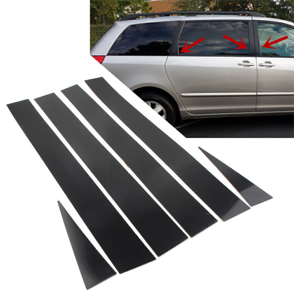 Door Window Pillar Post Cover Trim for TOYOTA for Sienna 2004-2010 Gloss Black 6 PCs