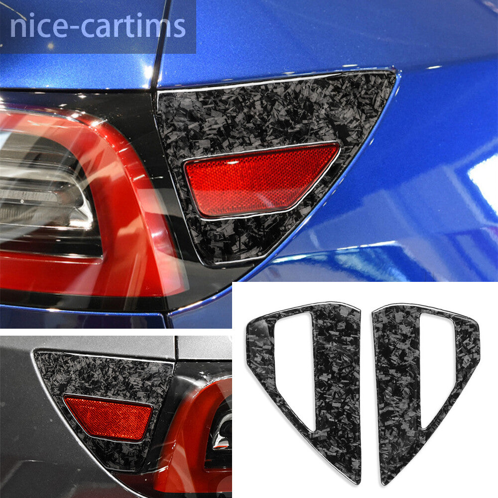 for Tesla Model 3 Y 2017+ Forged Carbon Fiber Side Tail Light Charging Port Trim