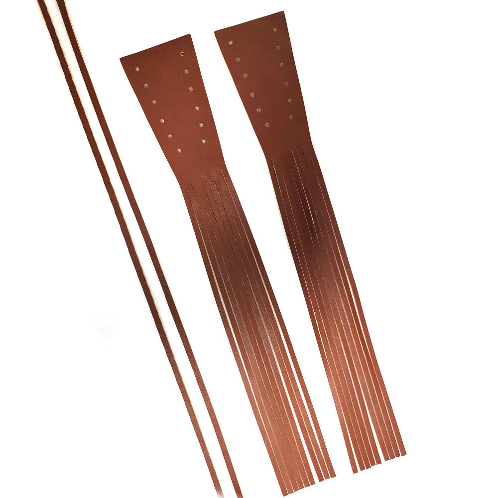 Motorcycle 12 Lace-up PU Leather Brake/Clutch Lever Fringe Long Tassels Brown