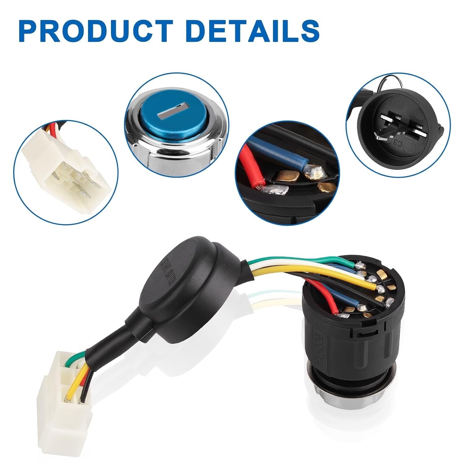 Key Switch Ignition Start Switch 5 Pin Starter Lock for Most Motorcycle Buggy