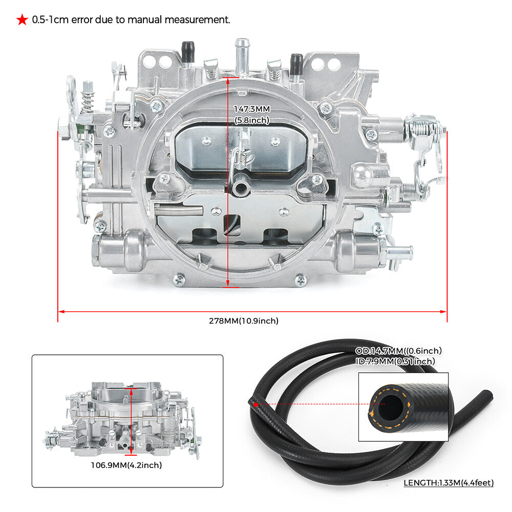 For 1905 AVS2 650 CFM 4 Barrel Carburetor Manual Choke Square Bore